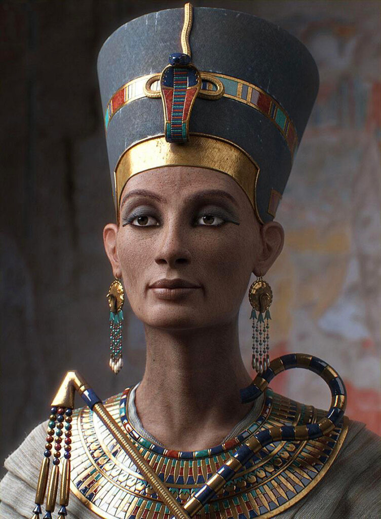 Bust of Queen Nefertiti, symbolizing the integration of royal authority and feminine wisdom