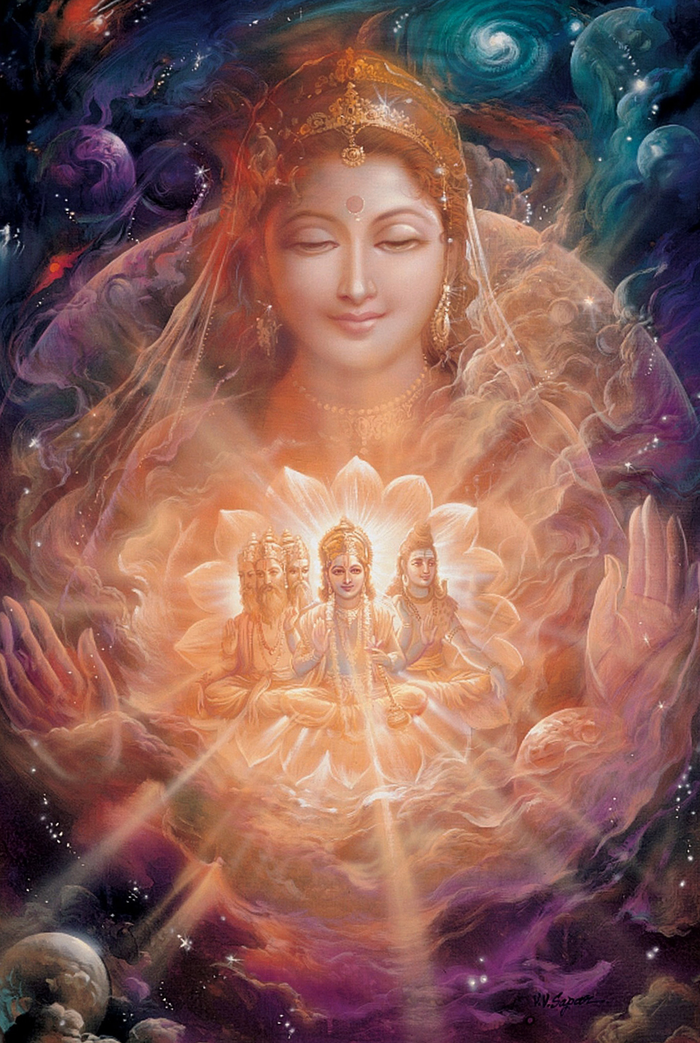 Goddess Adi-Parashakti Parama Shakti representing the primordial power of the Void, high-contrast digital art