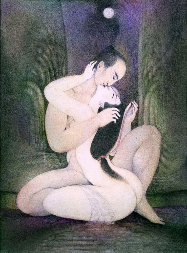 Unbound by Richard Stodart, an ethereal abstract form of two lovers embracing representing the Lover archetype